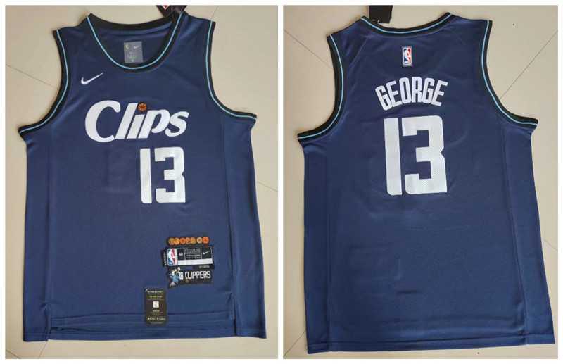 Clippers 13 Paul George Navy Nike 2023-24 City Edition Swingman Jersey->los angeles clippers->NBA Jersey